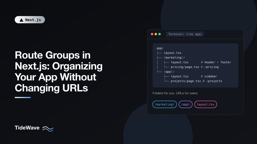 Route Groups in Next.js: Organizing Your App Without Changing URLs
