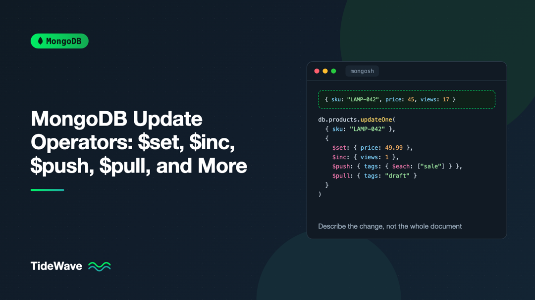 MongoDB Update Operators: $set, $inc, $push, $pull, and More