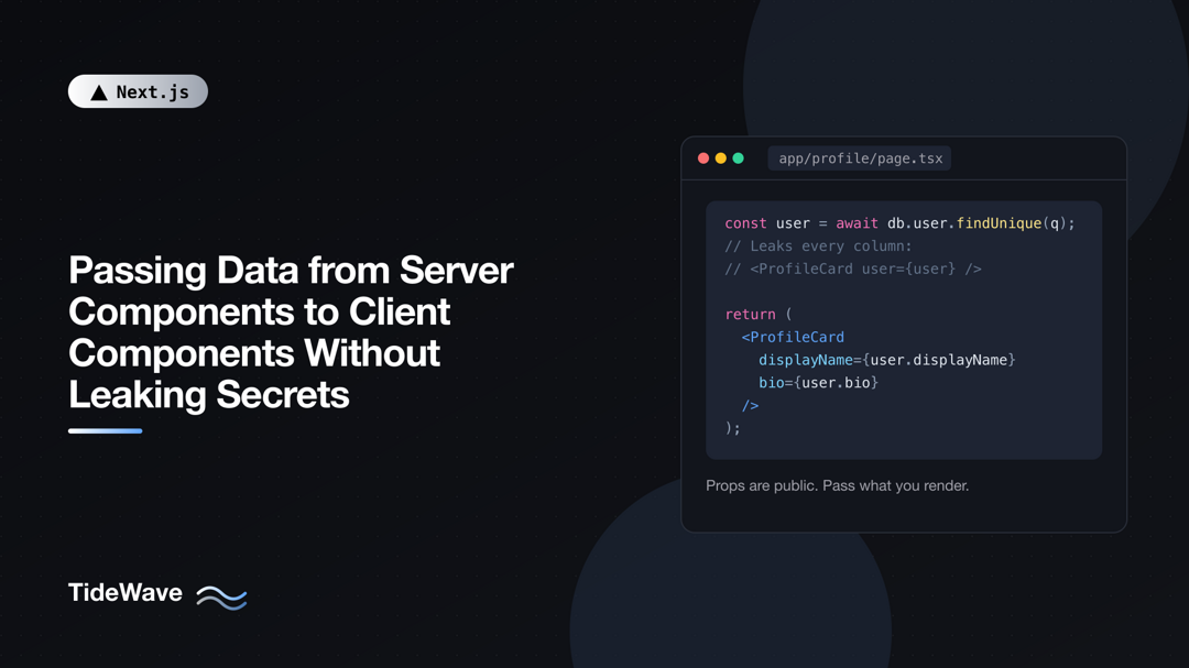 Passing Data from Server Components to Client Components Without Leaking Secrets