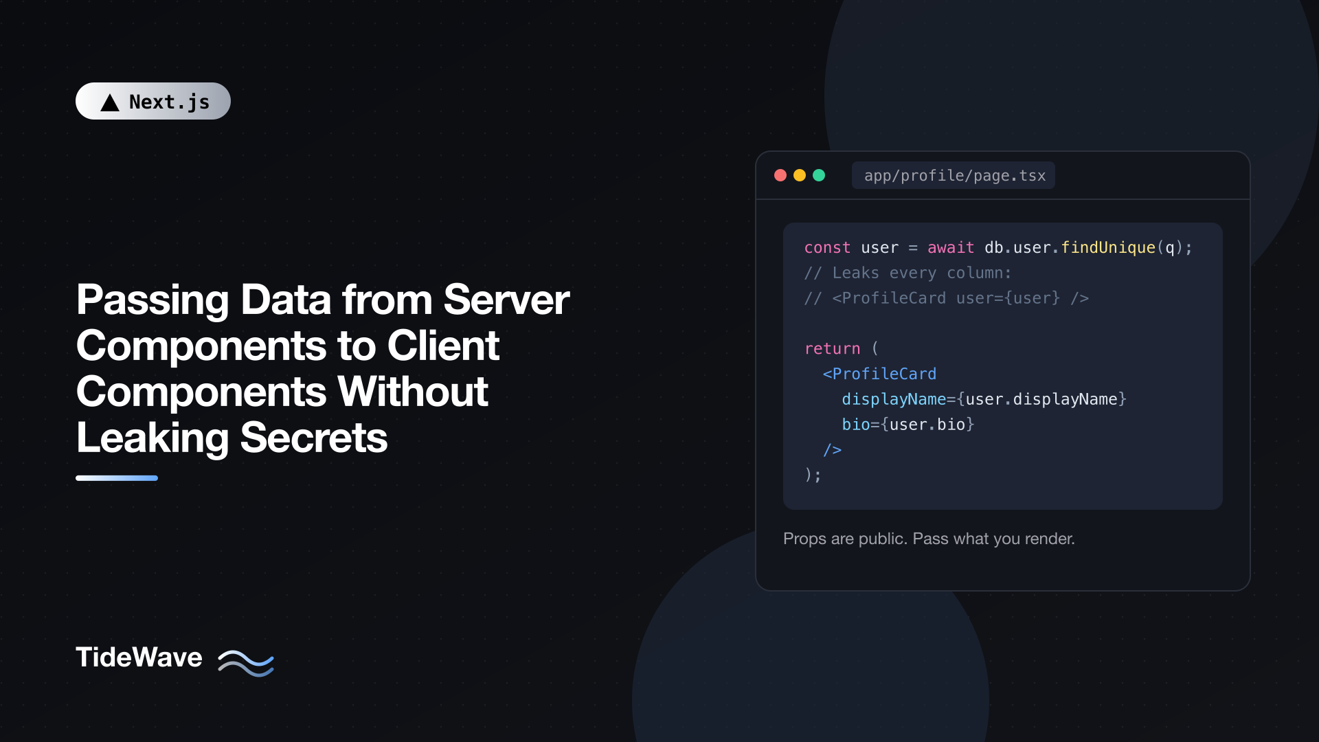 Passing Data from Server Components to Client Components Without Leaking Secrets