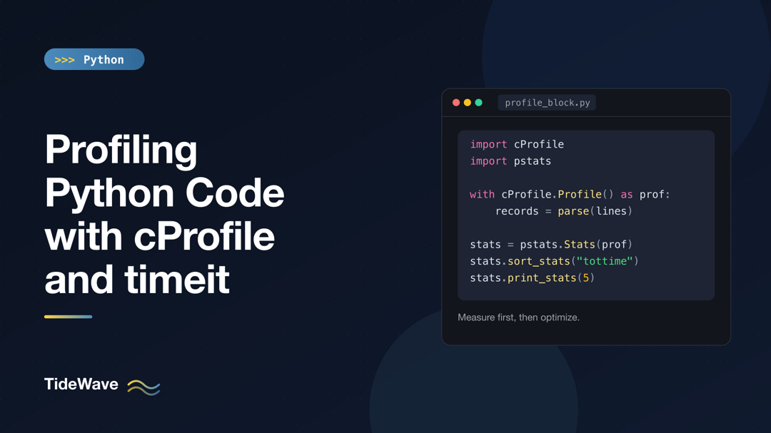 Profiling Python Code with cProfile and timeit