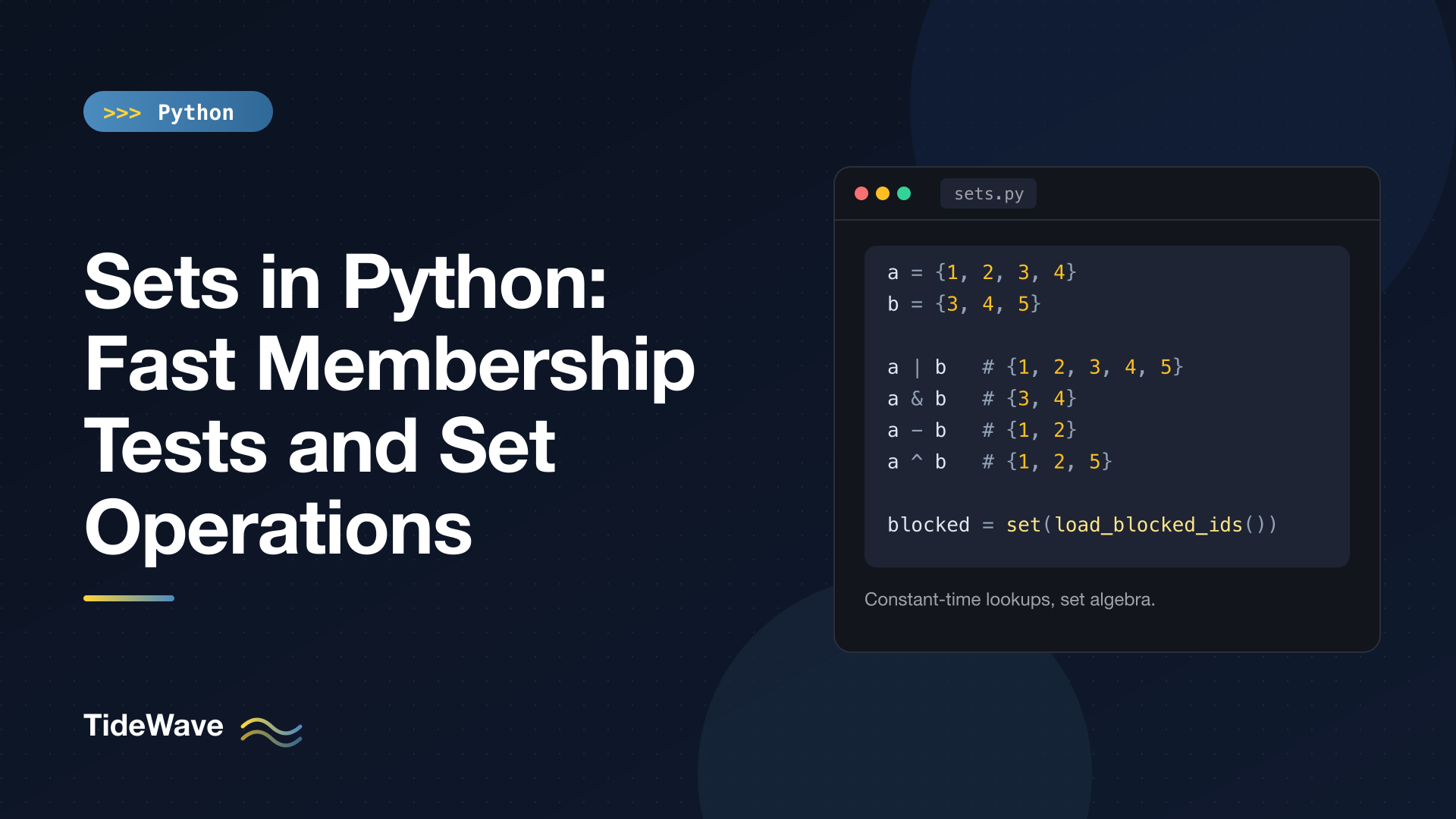 Sets in Python: Fast Membership Tests and Set Operations