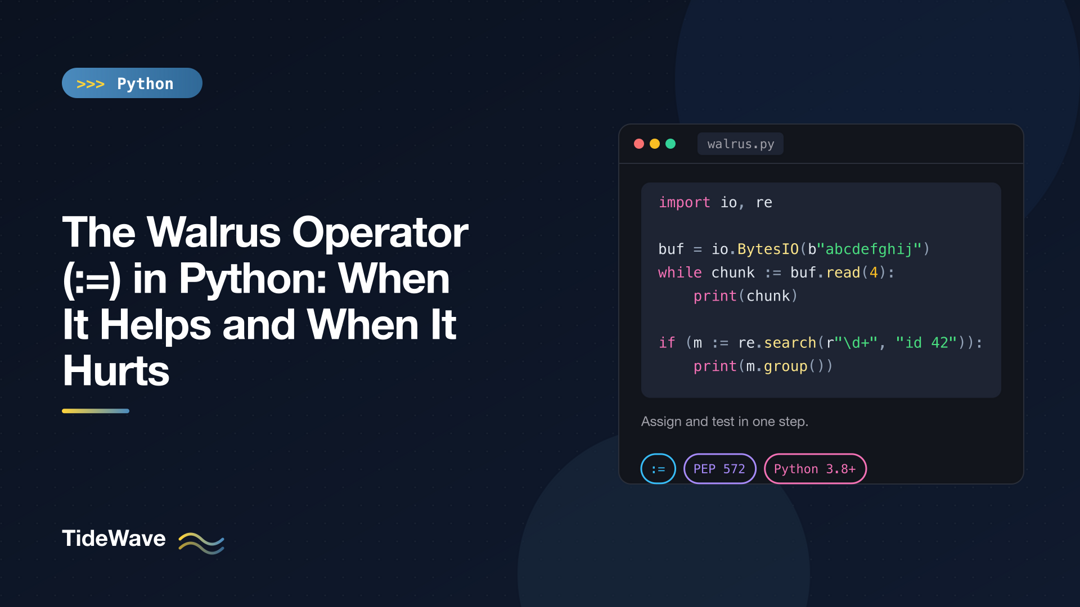 The Walrus Operator (:=) in Python: When It Helps and When It Hurts