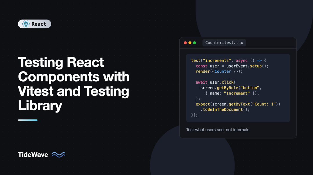 Testing React Components with Vitest and Testing Library